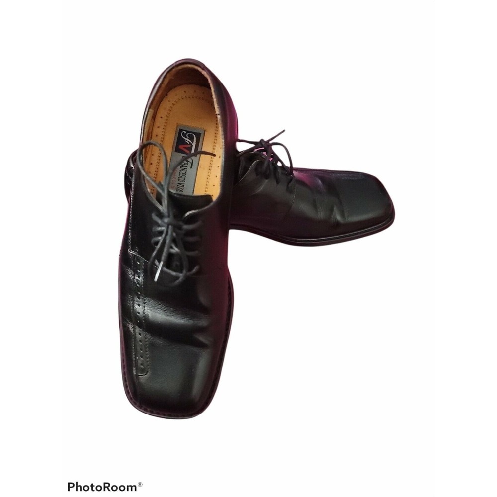 Francesco Vizardo Men's Dress Shoes Black leather Square Toe Italy Size 8M